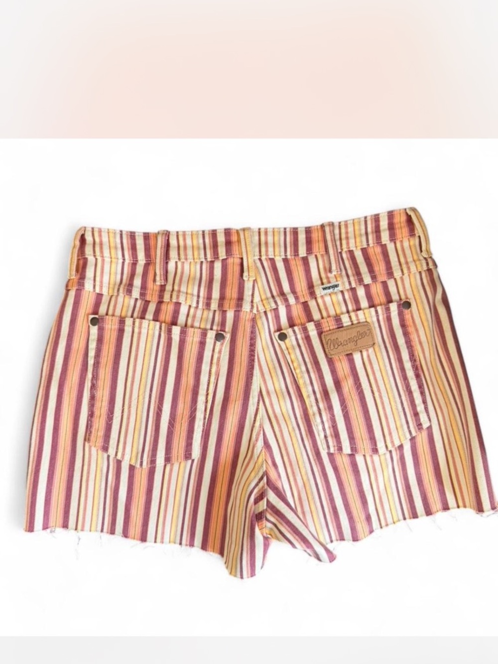 Wrangler Striped High-Rise Women’s Jean Shorts in Pink, Cream and Tan